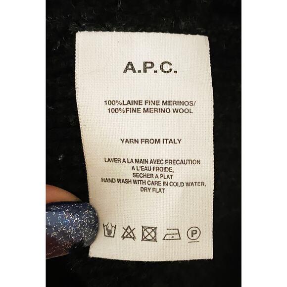 A.P.C. Rue Madame Paris Women's Italian Merino Wool Turtleneck Poncho Fringe Hem - Picture 8 of 8